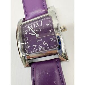 Infinity Quartz Watch Purple Square Dial Purple Faux Leather Strap Japan Movt